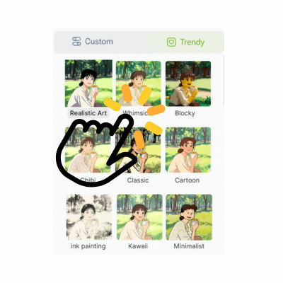 AI动漫生成器：步骤2 - 点击生成以创建动漫艺术