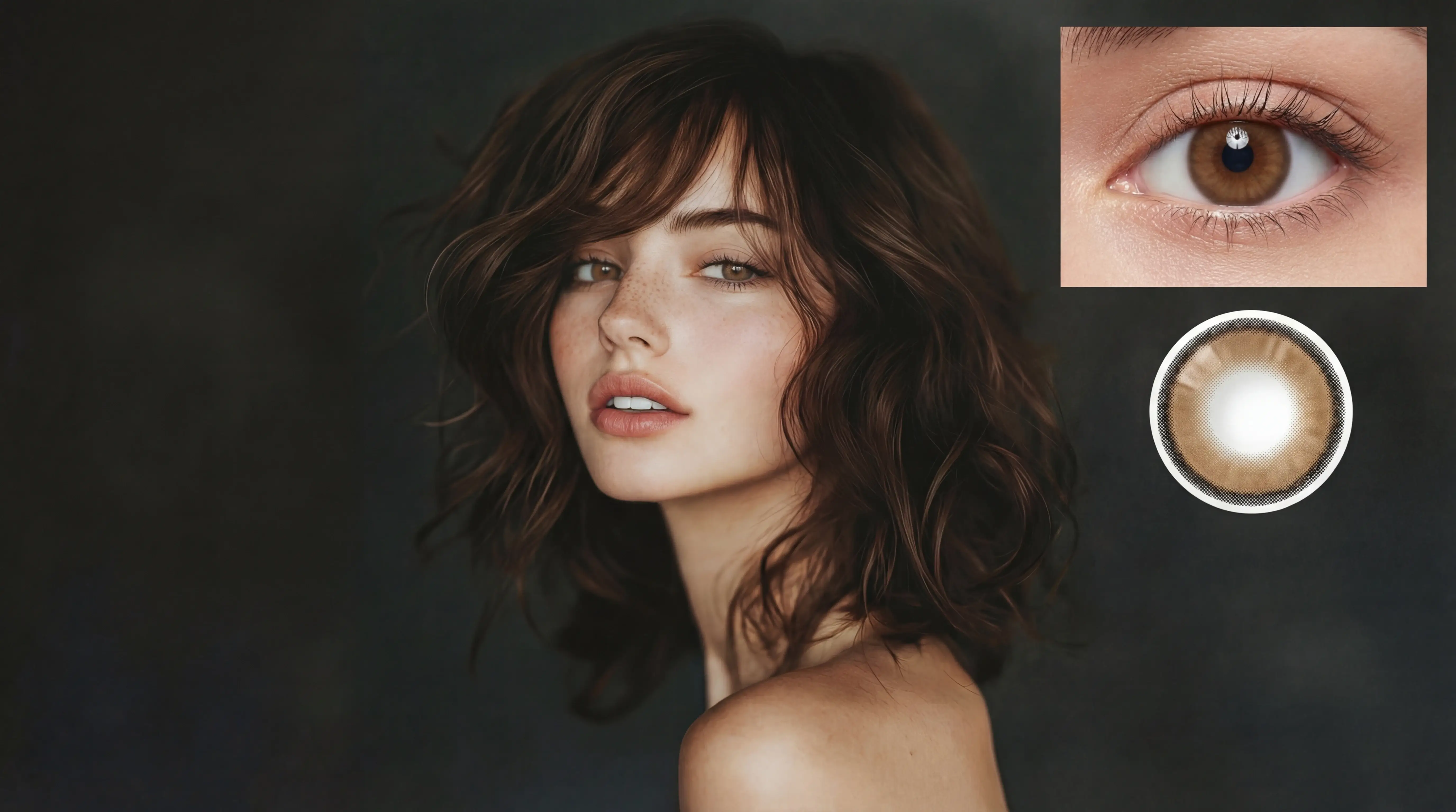 Ejemplo de cambiador de color de ojos con IA: Tinte Toffee después