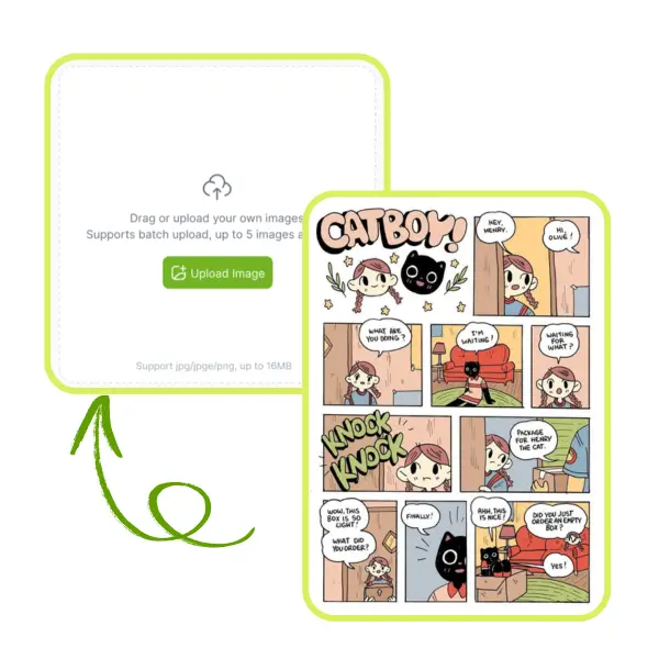 Переводчик манги с ИИ - Шаг 1: Загрузите страницы манги