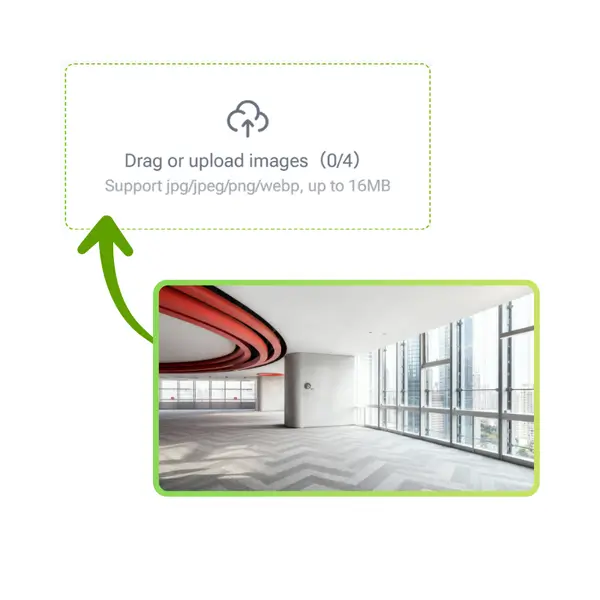 AI 办公室设计生成器 - 步骤 1：上传您的办公室照片