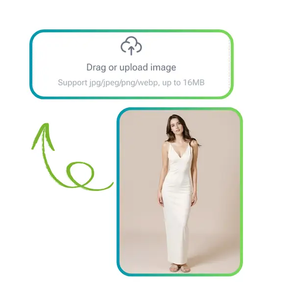 Как использовать Генератор одежды с искусственным интеллектом в 3 простых шага - Шаг 1: Загрузите четкое фото для просмотра наряда