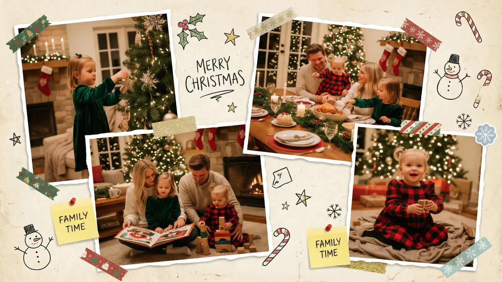 AI照片拼贴制作工具示例：家庭回忆