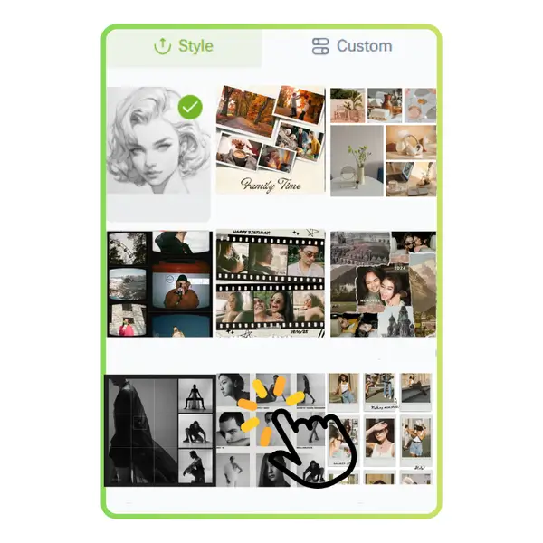 AI照片拼贴制作器 - 步骤2：选择或描述您的拼贴风格