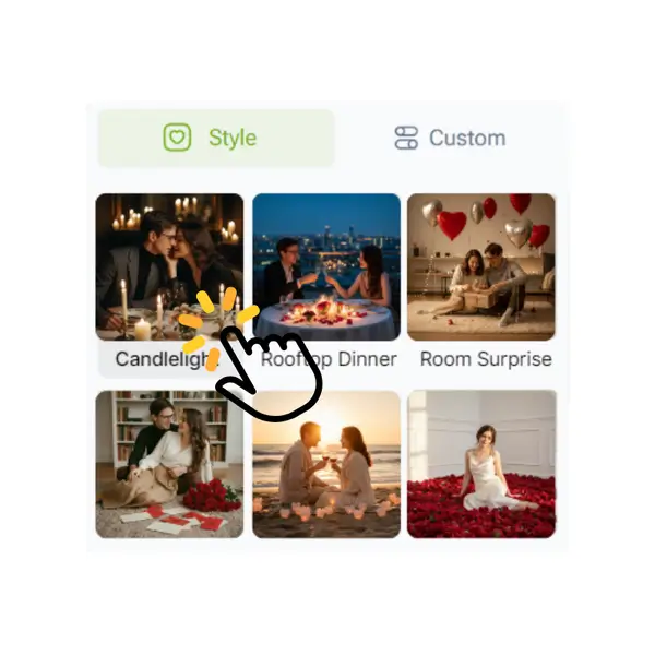 第2步：选择浪漫的情人节风格预设