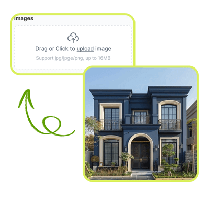 مولد تصميم واجهات المنازل بالذكاء الاصطناعي: الخطوة 1: قم بتحميل صورة منزلك