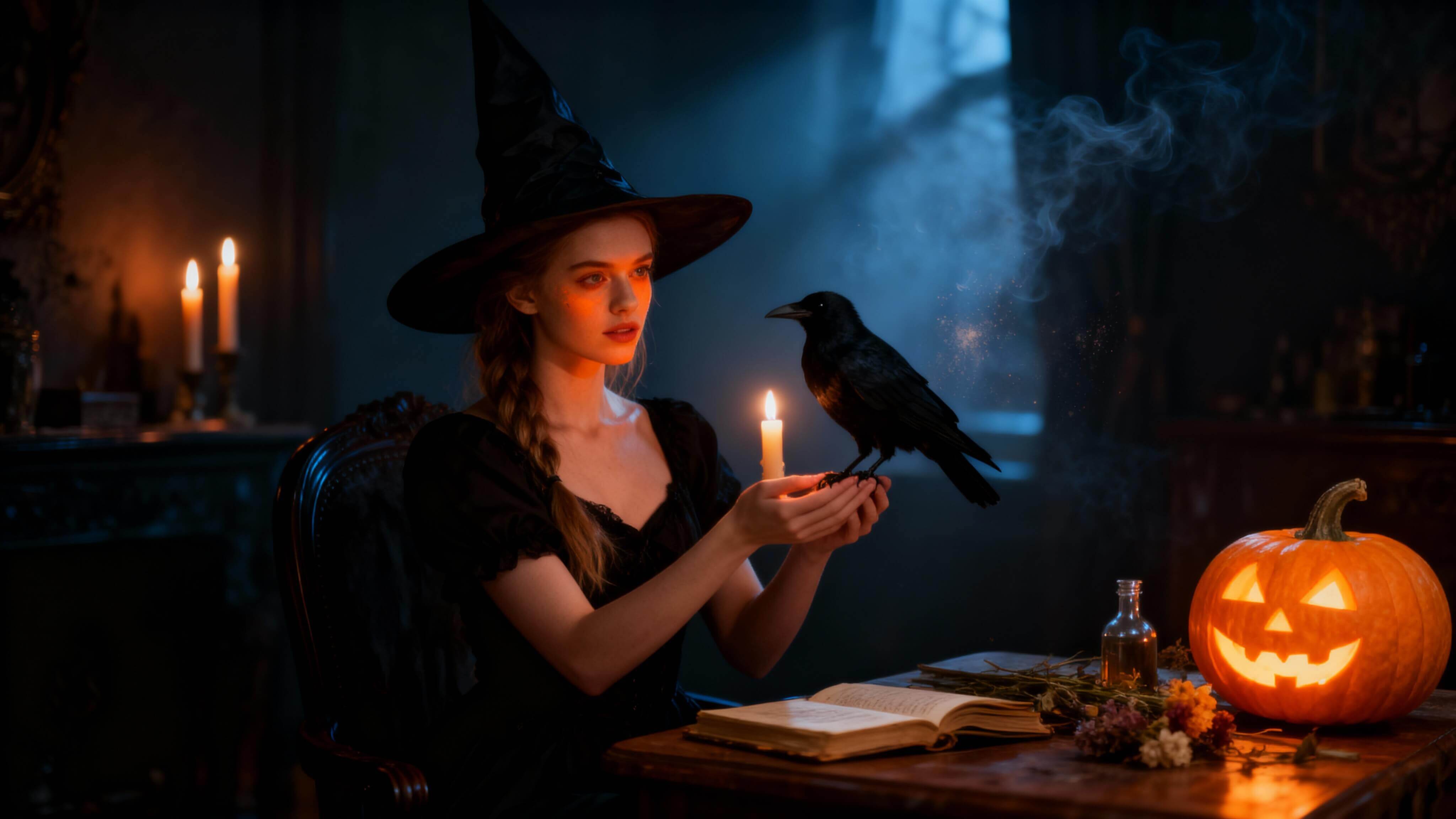 عينة جلسة تصوير الهالوين بالذكاء الاصطناعي: ساحرة