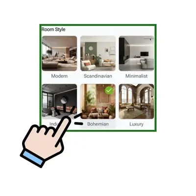 تصميم غرفة المعيشة بالذكاء الاصطناعي: الخطوة 2: اختر النمط المفضل لديك - VisualGPT