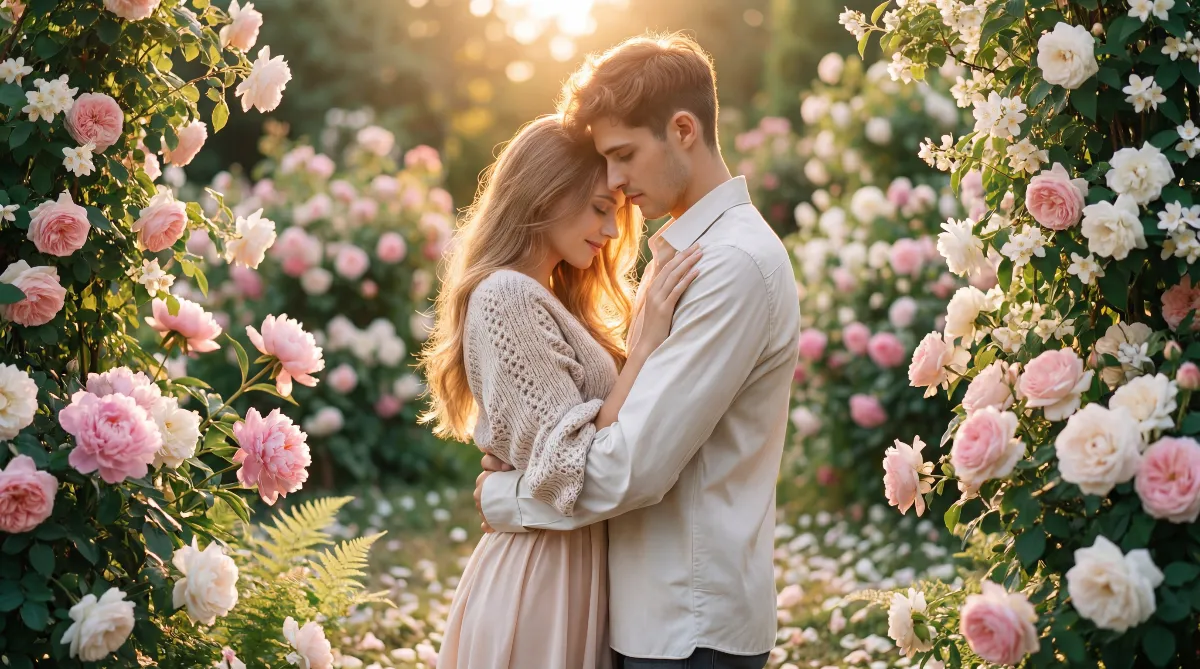 AI情人节背景生成器示例：空灵花园